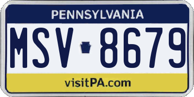 PA license plate MSV8679
