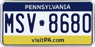 PA license plate MSV8680