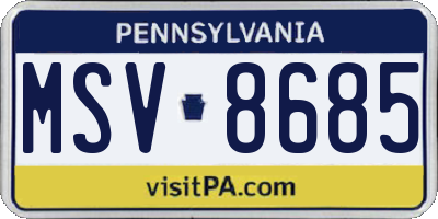 PA license plate MSV8685