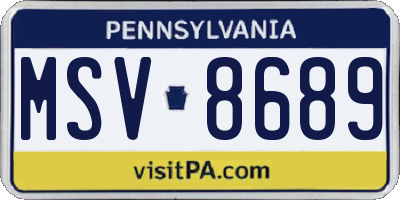 PA license plate MSV8689