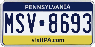 PA license plate MSV8693