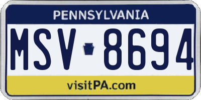 PA license plate MSV8694