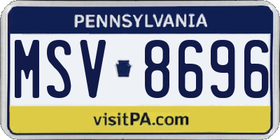 PA license plate MSV8696