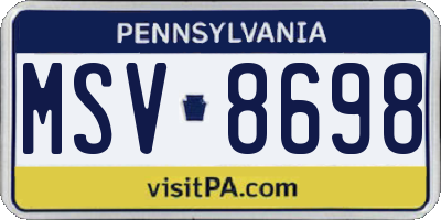 PA license plate MSV8698