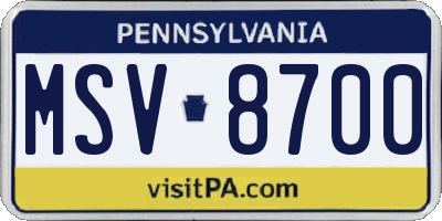 PA license plate MSV8700