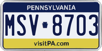 PA license plate MSV8703