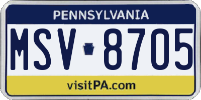 PA license plate MSV8705