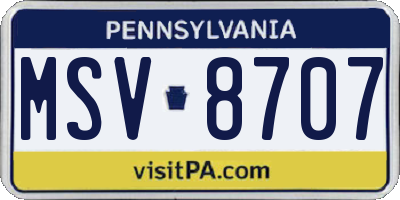 PA license plate MSV8707