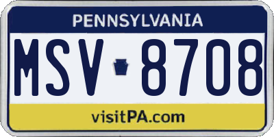 PA license plate MSV8708