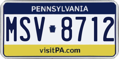 PA license plate MSV8712