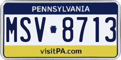PA license plate MSV8713