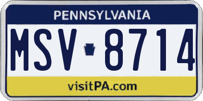 PA license plate MSV8714
