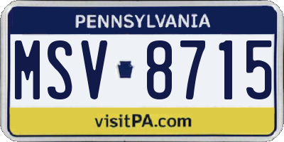 PA license plate MSV8715