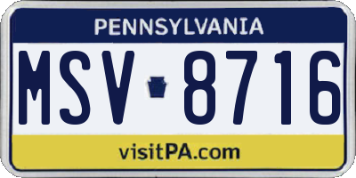 PA license plate MSV8716