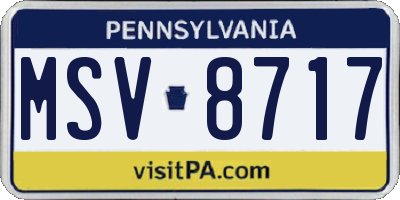 PA license plate MSV8717