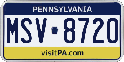 PA license plate MSV8720