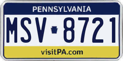 PA license plate MSV8721
