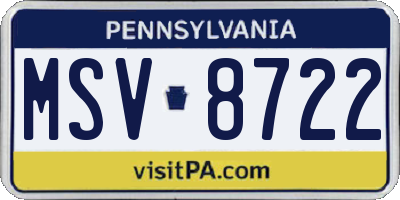 PA license plate MSV8722