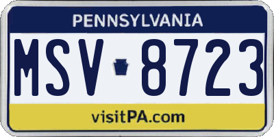 PA license plate MSV8723