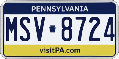 PA license plate MSV8724