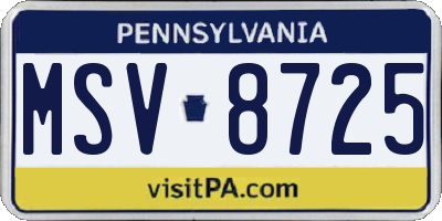 PA license plate MSV8725