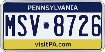 PA license plate MSV8726