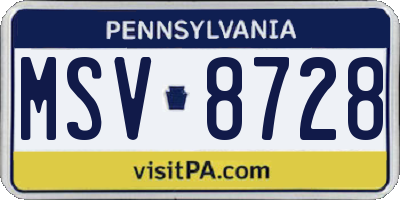 PA license plate MSV8728