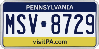 PA license plate MSV8729