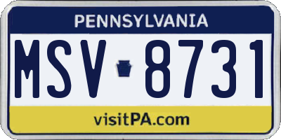 PA license plate MSV8731
