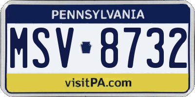 PA license plate MSV8732