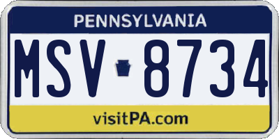 PA license plate MSV8734
