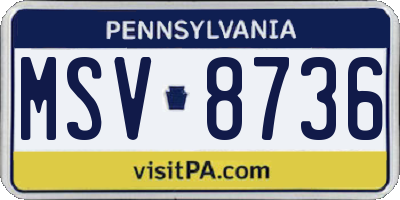 PA license plate MSV8736