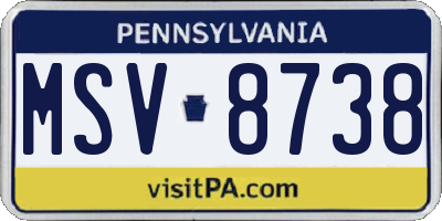 PA license plate MSV8738
