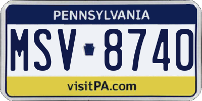 PA license plate MSV8740