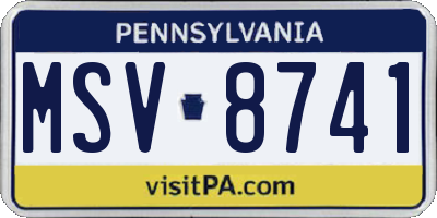 PA license plate MSV8741