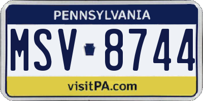 PA license plate MSV8744