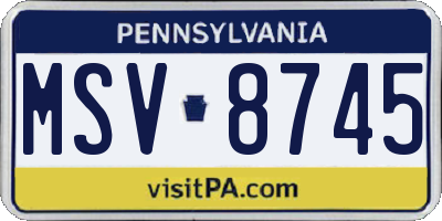 PA license plate MSV8745