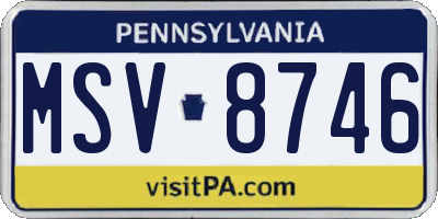 PA license plate MSV8746