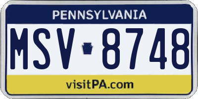 PA license plate MSV8748
