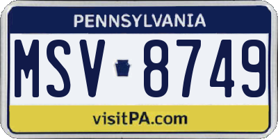 PA license plate MSV8749