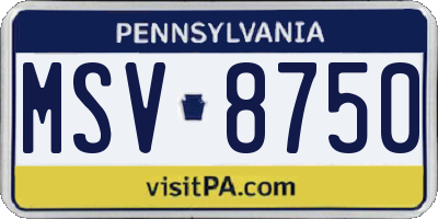 PA license plate MSV8750