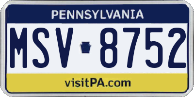 PA license plate MSV8752