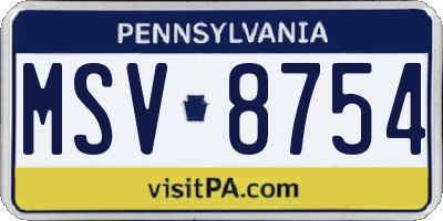 PA license plate MSV8754