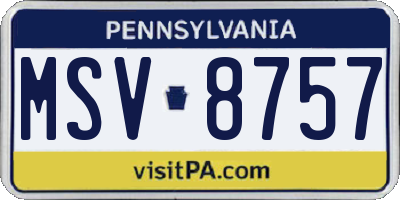 PA license plate MSV8757