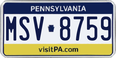 PA license plate MSV8759
