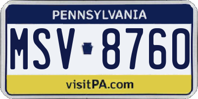 PA license plate MSV8760