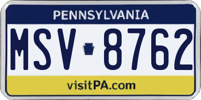 PA license plate MSV8762