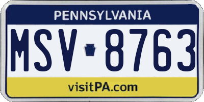 PA license plate MSV8763