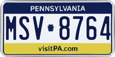 PA license plate MSV8764