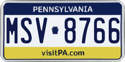 PA license plate MSV8766